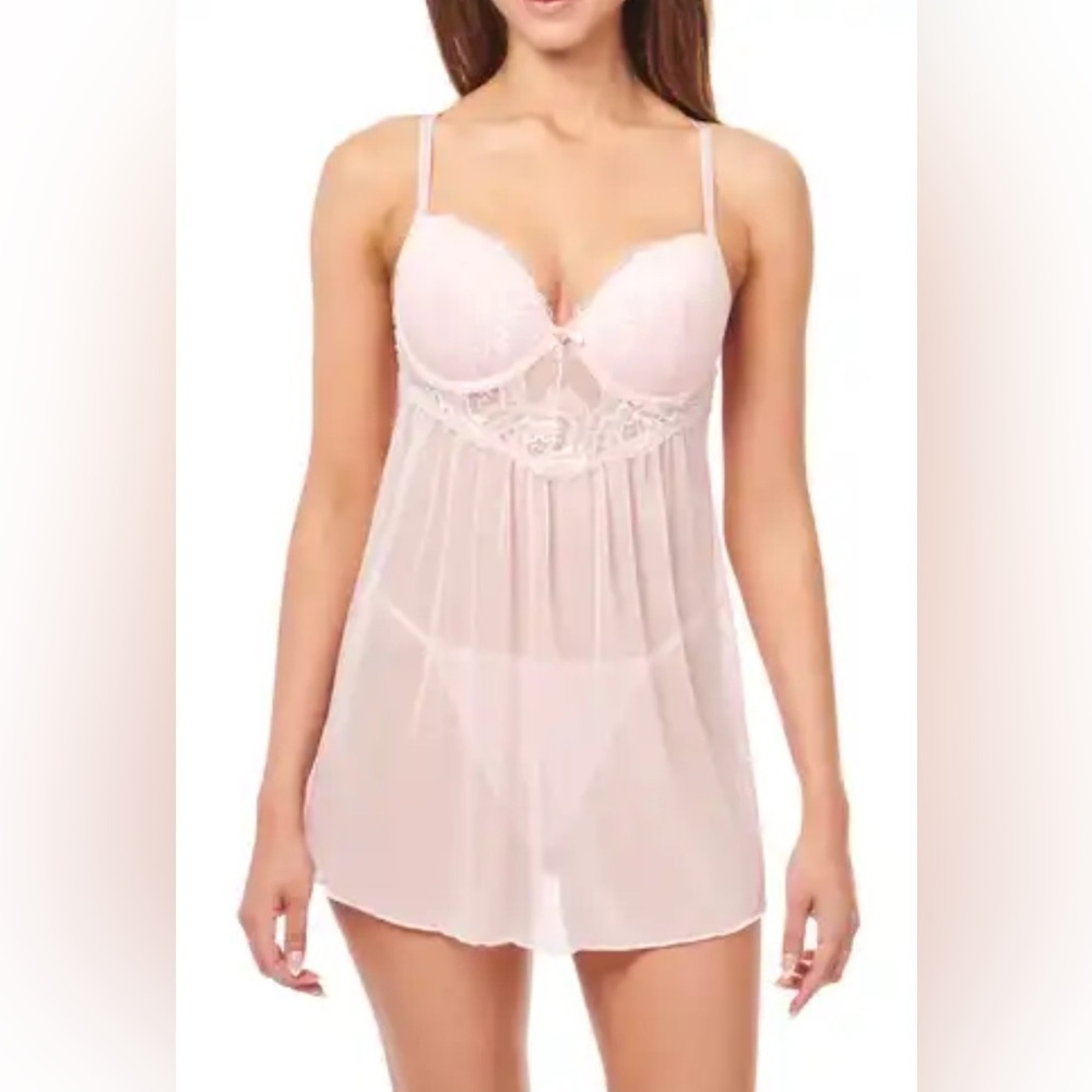 Daisy Fuentes Delicates Lingerie Nightie Elegant Baby Pink Babydoll M